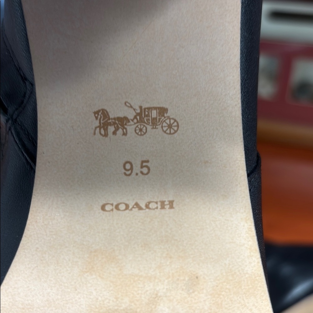 Coach Black Heeled Boots with Gold Hardware - Picture 12 of 13